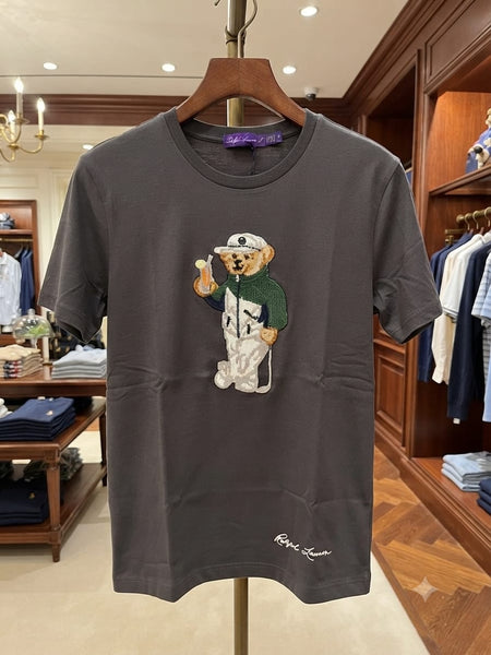 Premoium  Charcoal Crew Neck T-Shirt with Sporty Bear Graphic