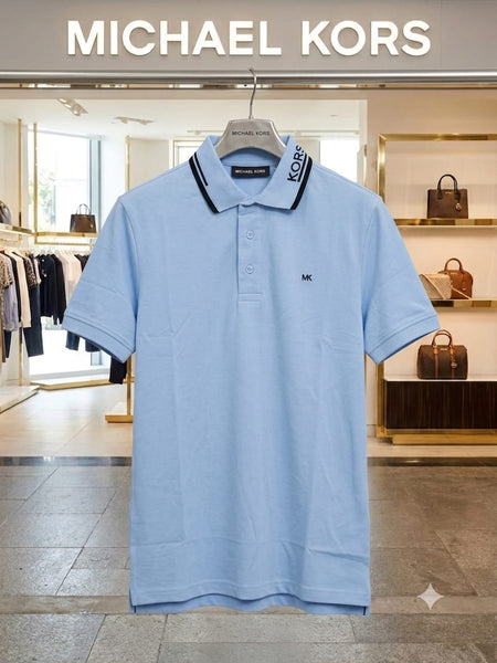 Imported Luxury Men Light Blue Polo T-Shirt with Contrast Collar