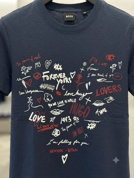 Women’s Navy Blue Graphic Print Round Neck T-Shirt