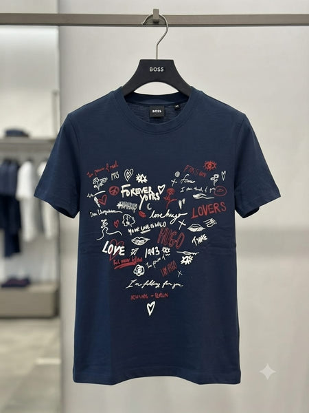 Women’s Navy Blue Graphic Print Round Neck T-Shirt
