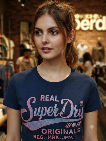 Women Navy Blue  Graphic Print Round Neck T-Shirt