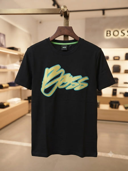 Imported Women Black Graphic Logo Round Neck T-Shirt