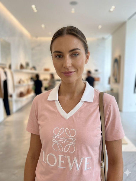 Women’s Pink Initial Brand Logo  Polo T-Shirt & Track Pants Co-Ord Set