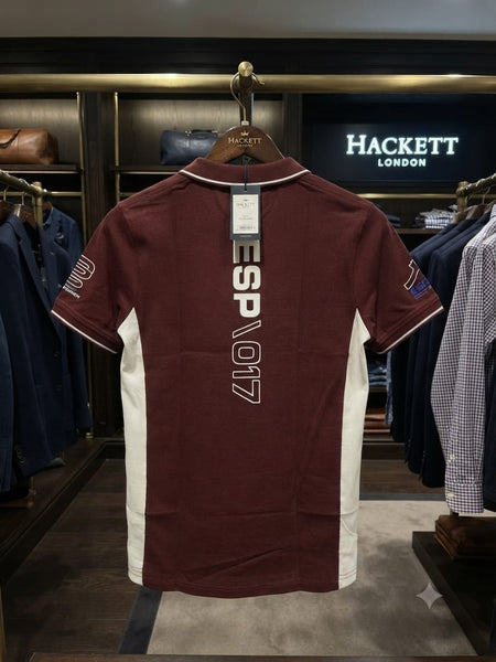 Men’s Maroon Racing Polo T-Shirt – Premium Casual Wear