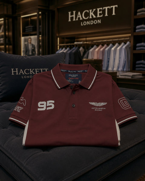 Men’s Maroon Racing Polo T-Shirt – Premium Casual Wear