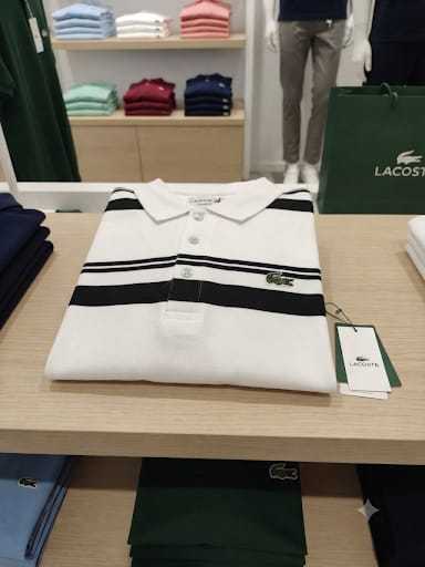 Men’s White & Black Striped Polo T-Shirt – Classic Sporty Style