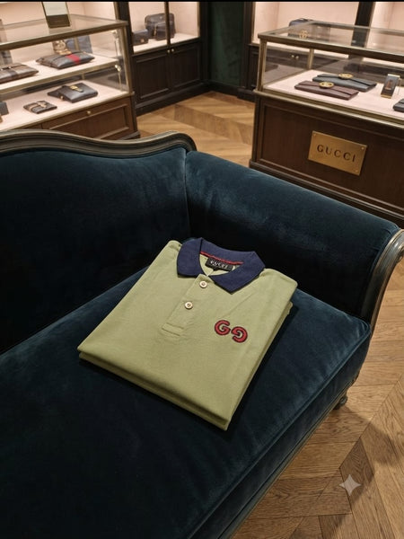 Men’s Olive Green Polo T-Shirt – Premium Monogram Style