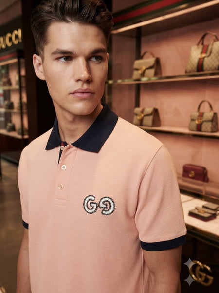 Men’s Light Pink Polo T-Shirt – Premium Contrast Collar Style