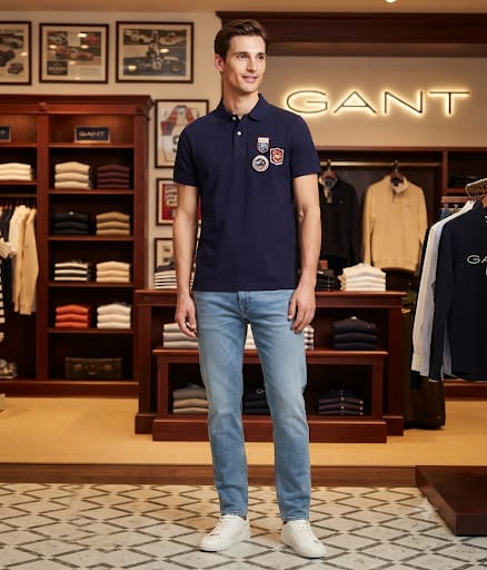 Men’s Navy Blue Polo T-Shirt – Classic Preppy Casual Style