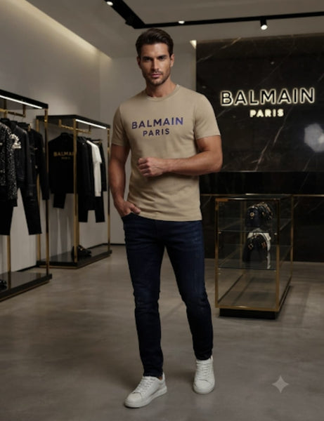Men’s Beige Branded T-Shirt – Premium Casual Style