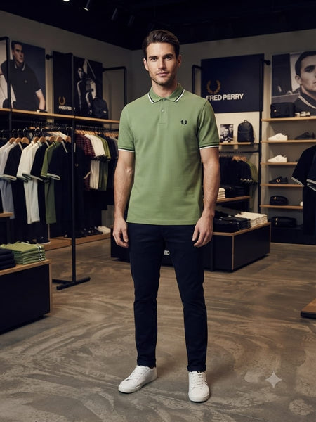 Men’s Olive Green Polo T-Shirt – Classic Sporty Style