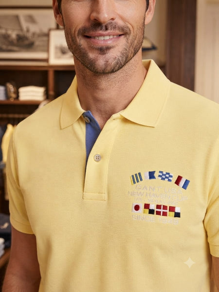 Men’s Light Yellow Contrast Collar Polo T-Shirt