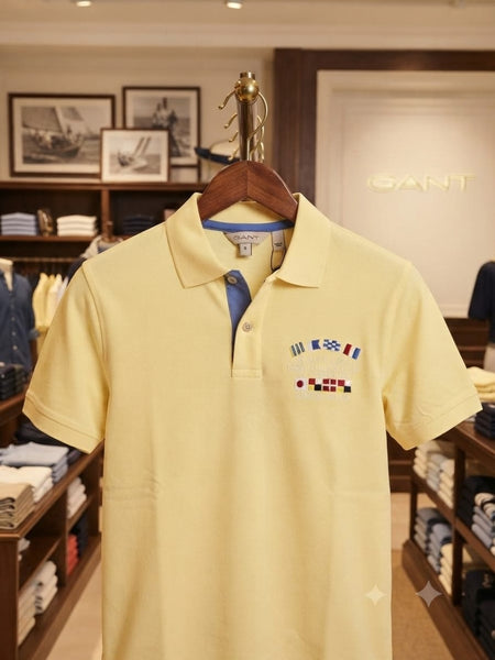 Men’s Light Yellow Contrast Collar Polo T-Shirt