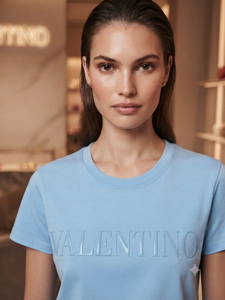 Women’s Light Blue Branded Graphic Round Neck T-Shirt
