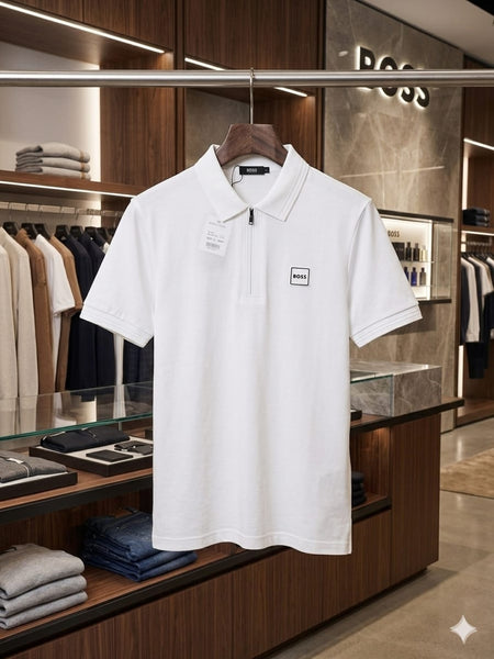 Men’s Premium White Polo Shirt with Logo Detail