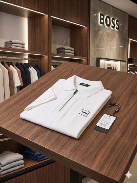 Men’s Premium White Polo Shirt with Logo Detail