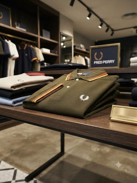 Men Premium Olive Green Polo Shirt with Contrast Collar