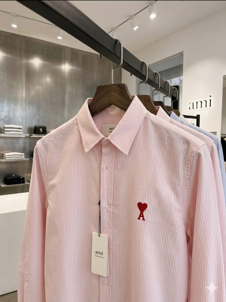 Men  Premium Pink Striped Shirt with Signature Logo