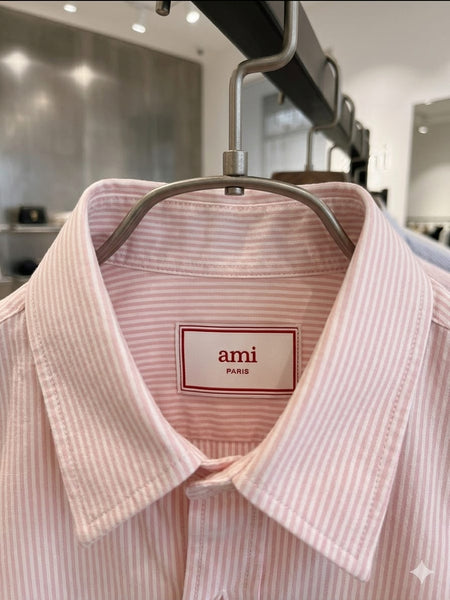 Men  Premium Pink Striped Shirt with Signature Logo