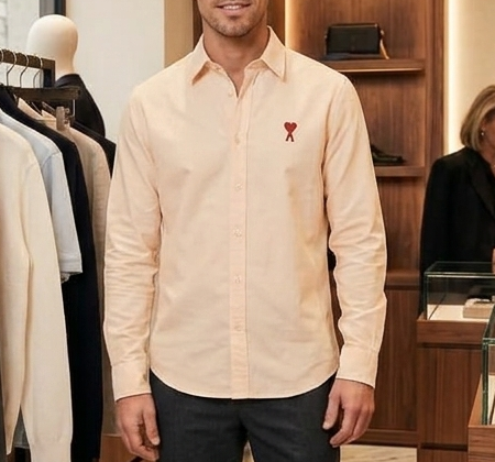 Premium Peach Full-Sleeve Casual Shirt for Men
