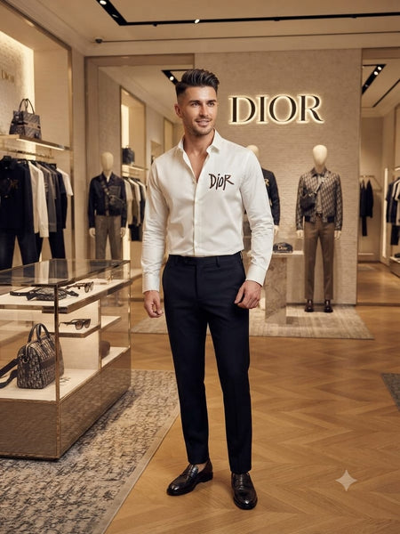 Premium White Full-Sleeve Printed Shirt for Men