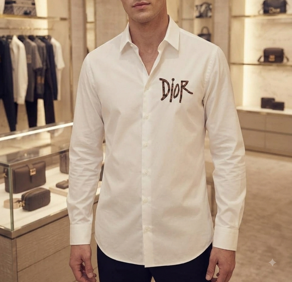 Premium White Full-Sleeve Printed Shirt for Men