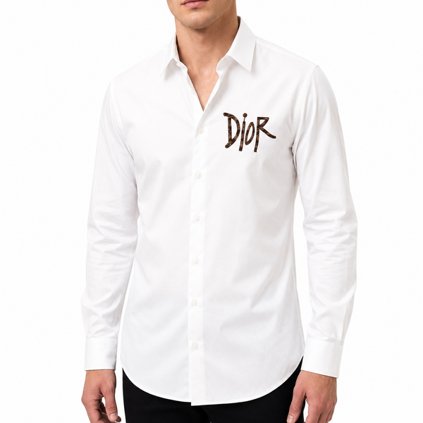 Premium White Full-Sleeve Printed Shirt for Men