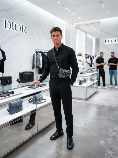 Premium Black Textured Full-Sleeve Shirt for Men