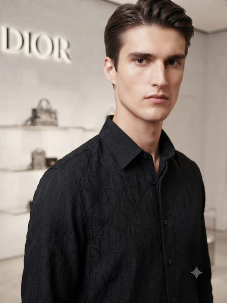 Premium Black Textured Full-Sleeve Shirt for Men