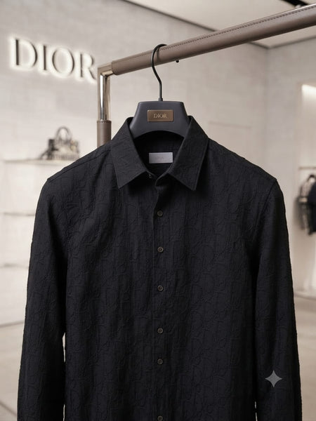 Premium Black Textured Full-Sleeve Shirt for Men
