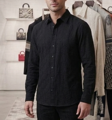 Premium Black Textured Full-Sleeve Shirt for Men