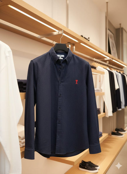 Premium Navy Blue Full-Sleeve Casual Shirt for Men