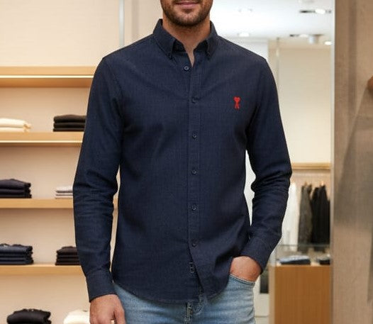 Premium Navy Blue Full-Sleeve Casual Shirt for Men