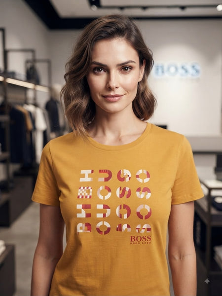 Premium Mustard Graphic Print T-Shirt for Women