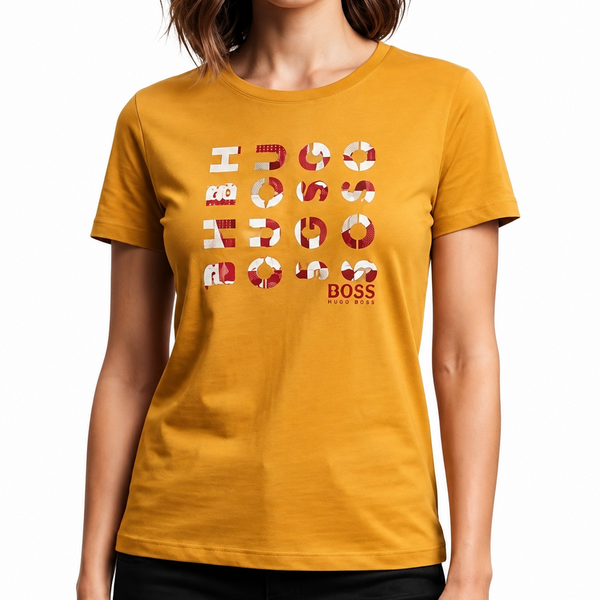 Premium Mustard Graphic Print T-Shirt for Women