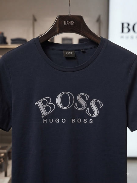 Premium Navy Blue Logo Print T-Shirt for Women