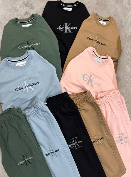 Premium Light Blue Logo Co-Ord Set for Women | Half Sleeve T-Shirt with Regular Fit Track Pants