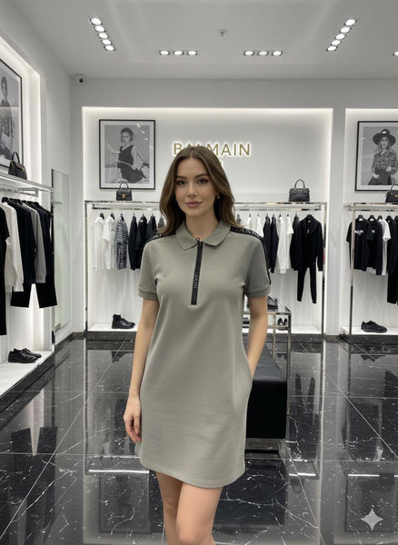 Premium Gray Polo Shirt Dress for Women