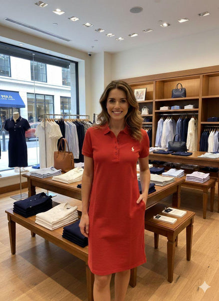 Premium Red Polo Shirt Dress for Women
