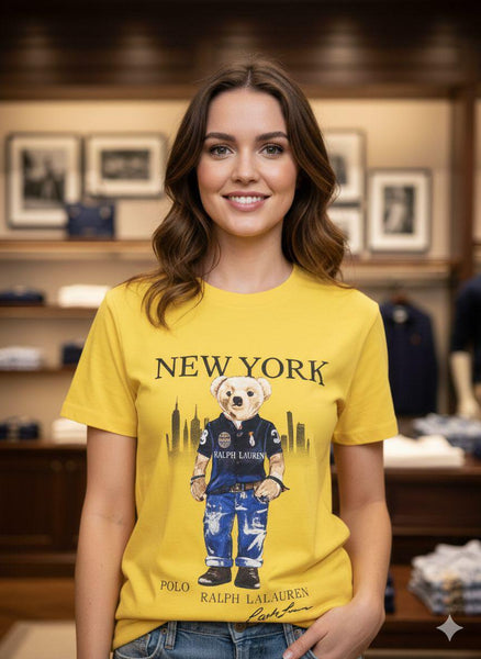 Women Premium New York Bear Graphic T-Shirt