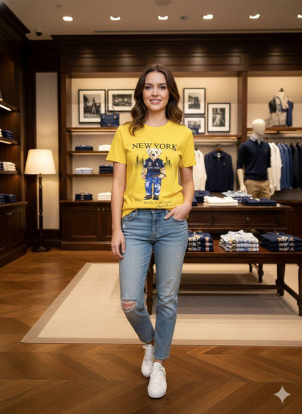 Women Premium New York Bear Graphic T-Shirt