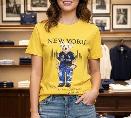 Women Premium New York Bear Graphic T-Shirt