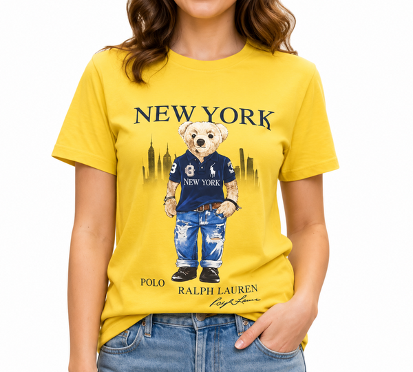 Women Premium New York Bear Graphic T-Shirt