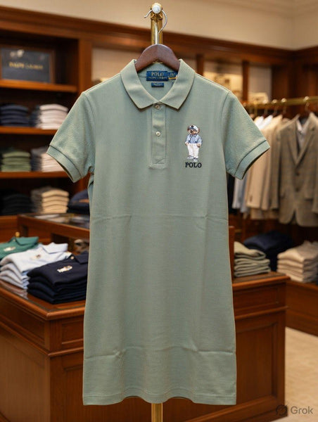 Premium Olive Green Polo Shirt Dress for Women