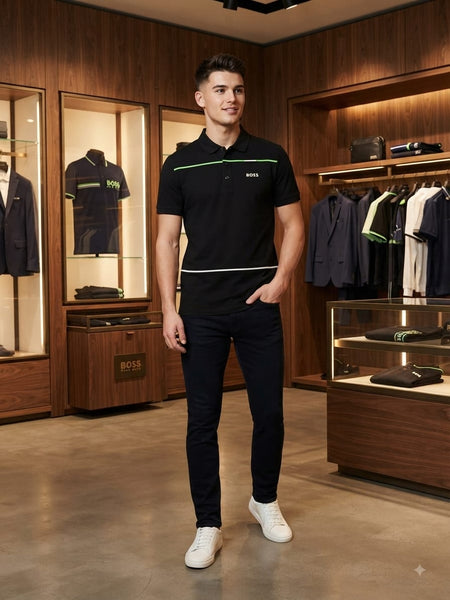 Premium Contrast Stripe Polo T-Shirt for Men