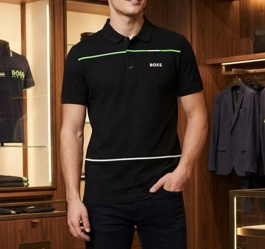 Premium Contrast Stripe Polo T-Shirt for Men