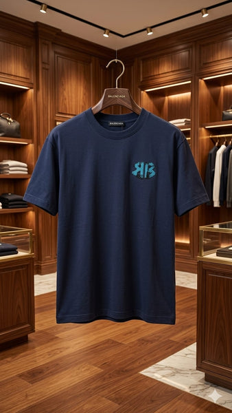 Luxury Blue Oversized Printed T-Shirt for Men
