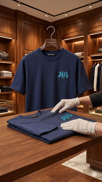 Luxury Blue Oversized Printed T-Shirt for Men
