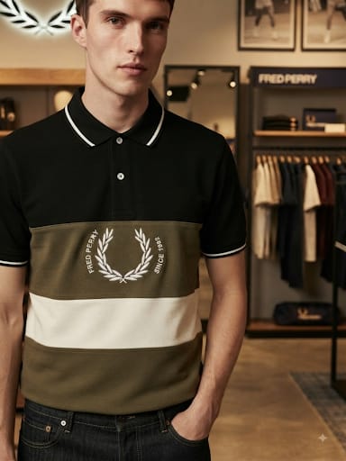 Men Color Block Polo T-Shirt with Contrast Panel