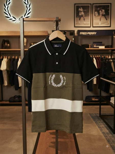 Men Color Block Polo T-Shirt with Contrast Panel